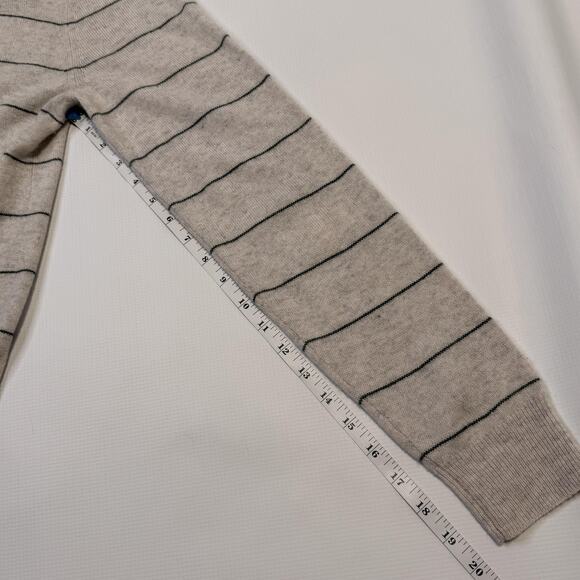 1901 Sweater Mens Medium Oatmeal Green Stripe 100% Cashmere Crewneck Pullover - Picture 10 of 13
